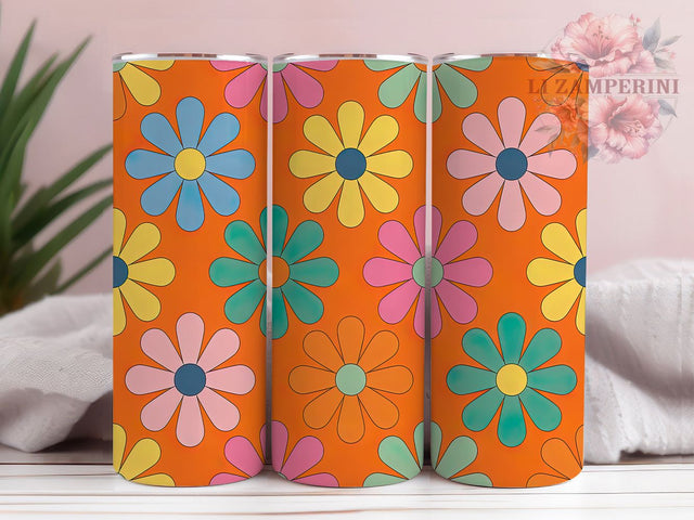 Retro Groovy Vintage Floral Tumbler, Vintage Flowers, Groovy Wrap, Sublimation Art, 20oz Tumbler, Cute Design, Romantic Theme Sublimation Li Zamperini 