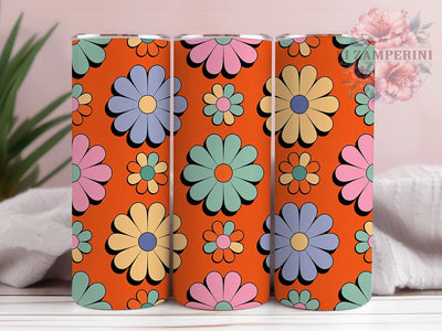 Retro Groovy Vintage Floral Tumbler, Vintage Flowers, Groovy Wrap, Sublimation Art, 20oz Tumbler, Cute Design, Romantic Theme Sublimation Li Zamperini 