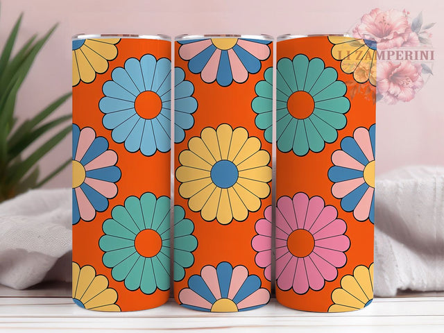Retro Groovy Vintage Floral Tumbler, Vintage Flowers, Groovy Wrap, Sublimation Art, 20oz Tumbler, Cute Design, Romantic Theme Sublimation Li Zamperini 