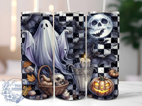 Retro Halloween 20oz Skinny Tumbler, Spooky Season Tumbler Png, Straight & Tapered Tumbler Wrap, Instant Digital Download Sublimation ToriDesigns 