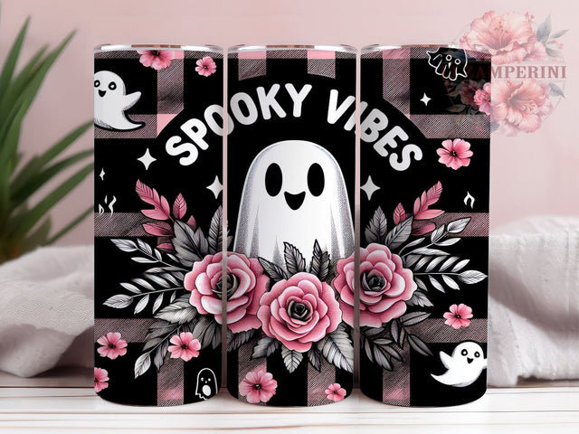 Retro Halloween 20oz Tumbler Wrap PNG, Floral Ghost Tumbler Png, Straight & Tapered Tumbler Wrap, Instant Digital Download Sublimation Li Zamperini 