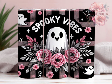 Retro Halloween 20oz Tumbler Wrap PNG, Floral Ghost Tumbler Png, Straight & Tapered Tumbler Wrap, Instant Digital Download Sublimation Li Zamperini 