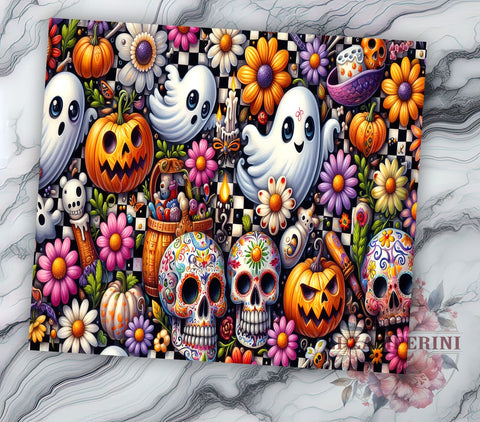 Retro Halloween 20oz Tumbler Wrap PNG, Spooky Season Tumbler PNG Sublimation Design, Straight & Tapered Tumbler Wrap, Instant Digital Download Sublimation Li Zamperini 