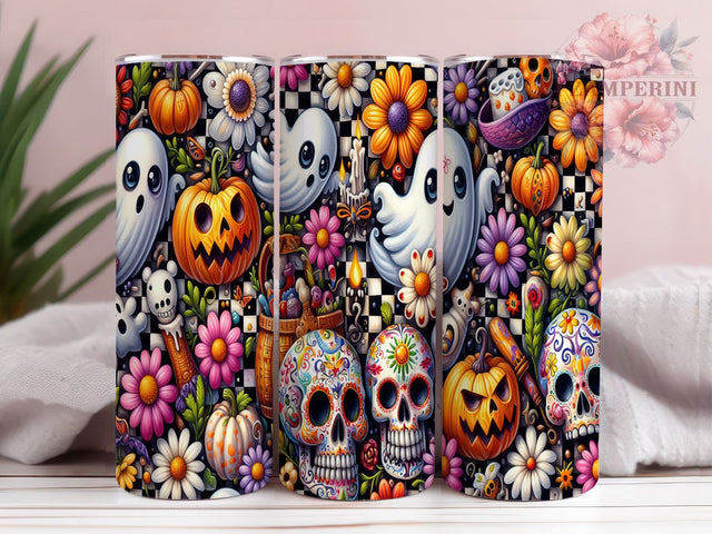 Retro Halloween 20oz Tumbler Wrap PNG, Spooky Season Tumbler PNG Sublimation Design, Straight & Tapered Tumbler Wrap, Instant Digital Download Sublimation Li Zamperini 