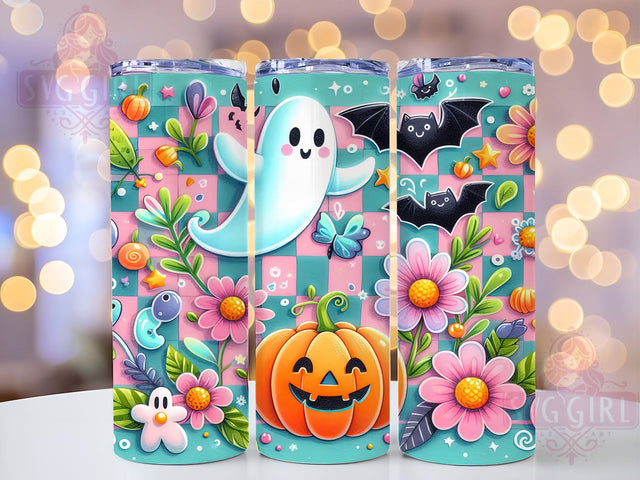 Retro Halloween 20oz Tumbler Wrap Sublimation Design, Straight Tapered Tumbler Wrap, Cute Ghost Pumpkin Spooky Season Tumbler Png, Instant Digital Download Sublimation SvggirlplusArt 