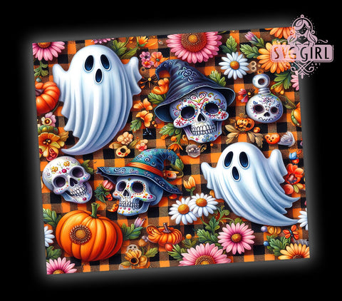 Retro Halloween 20oz Tumbler Wrap Sublimation Design, Straight Tapered Tumbler Wrap, Spooky Season Tumbler Png, Instant Digital Download Sublimation SvggirlplusArt 