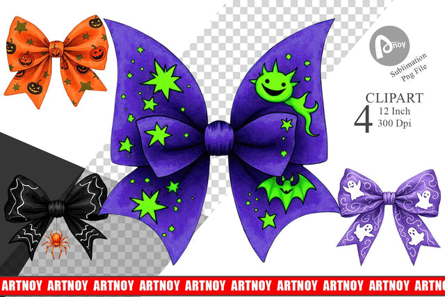 Retro Halloween Bows Clipart Sublimation artnoy 