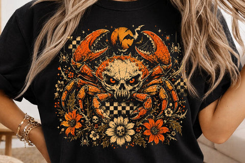 Retro Halloween Crab Pumpkin PNG Design SVG DesignDestine 