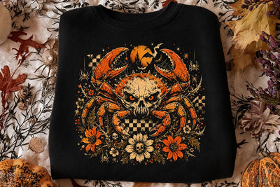 Retro Halloween Crab Pumpkin PNG Design SVG DesignDestine 