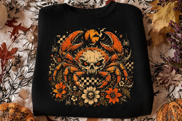 Retro Halloween Crab Pumpkin PNG Design SVG DesignDestine 