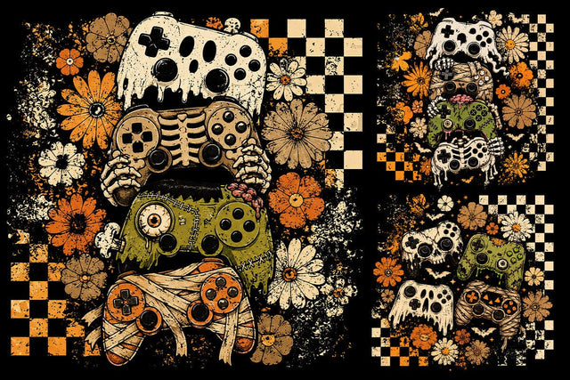 Retro Halloween Gamer Controller PNG SVG DesignDestine 