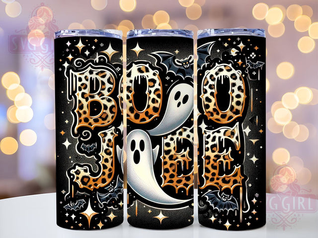 Retro Halloween Ghost 20oz Tumbler Wrap Sublimation Design, Straight Tapered Tumbler Wrap, Leopard Ghost Tumbler Png, Instant Digital Download Sublimation SvggirlplusArt 