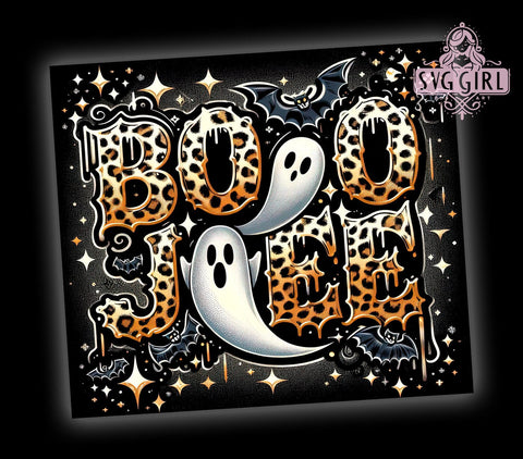 Retro Halloween Ghost 20oz Tumbler Wrap Sublimation Design, Straight Tapered Tumbler Wrap, Leopard Ghost Tumbler Png, Instant Digital Download Sublimation SvggirlplusArt 