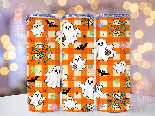 Retro Halloween Ghosts 20oz Tumbler, Ghost Motif, Retro Style, Halloween Theme, Vintage Design, Spooky Charm, 20oz Wrap, Sublimation Tumbler Sublimation SvggirlplusArt 