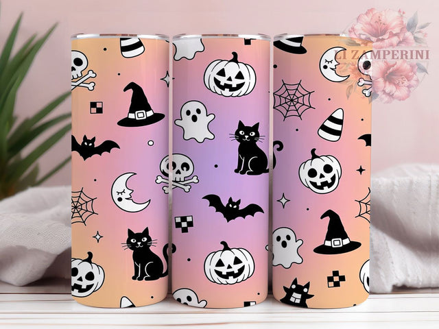 Retro Halloween Icons 20oz Tumbler, Retro halloween icons, Halloween tumbler wrap, 20oz skinny tumbler, Vintage halloween print, Retro spooky design, Sublimation halloween design Sublimation Li Zamperini 