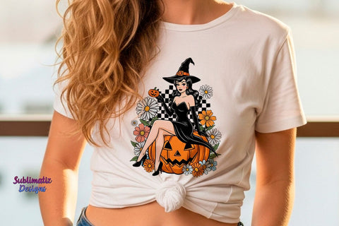 Retro Halloween Pin-Up Witch PNG | Halloween design for sublimation Sublimation Sublimatiz Designs 