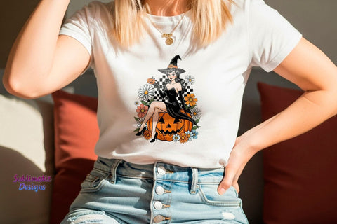 Retro Halloween Pin-Up Witch PNG | Halloween design for sublimation Sublimation Sublimatiz Designs 