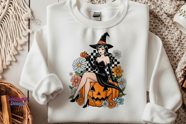 Retro Halloween Pin-Up Witch PNG | Halloween design for sublimation Sublimation Sublimatiz Designs 