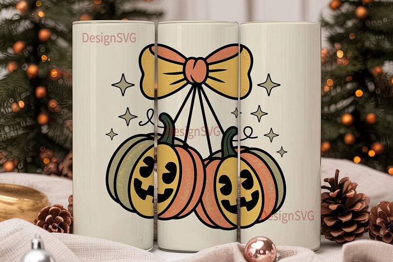Retro Halloween Pumpkins 20oz Tumbler Sublimation DesignSVG 