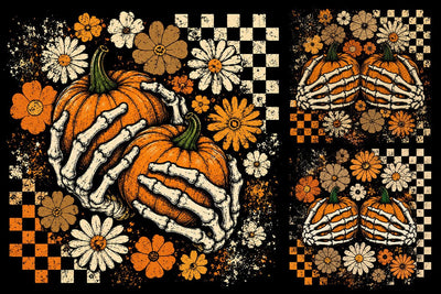 Retro Halloween Skeleton Pumpkin PNG SVG DesignDestine 
