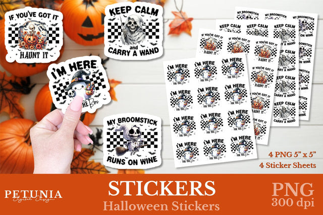 Retro Halloween Stickers PNG | Sarcastic Halloween Stickers Sublimation Petunia Digital Design 