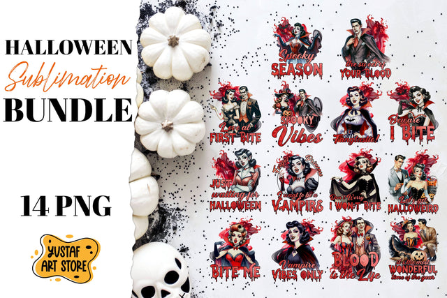 Retro Halloween sublimation bundle. Vampire sublimation. Sublimation Yustaf Art Store 