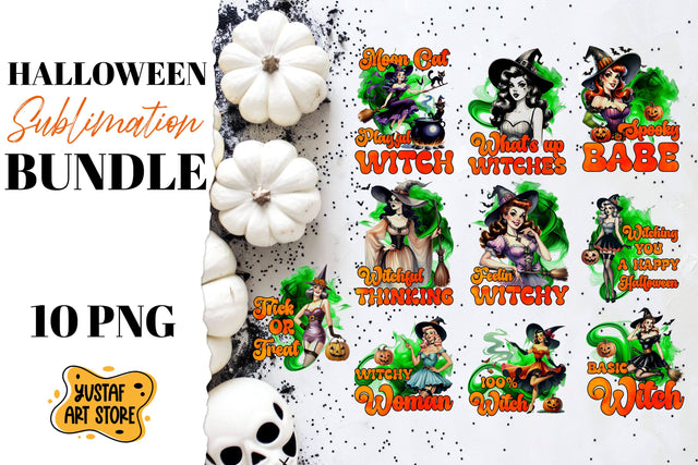 Retro Halloween sublimation bundle. Witch sublimation. Sublimation Yustaf Art Store 