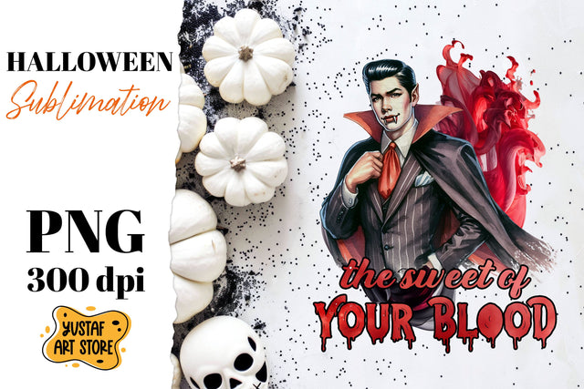 Retro Halloween sublimation design. Vampire sublimation. Sublimation Yustaf Art Store 