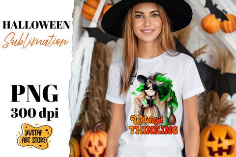 Retro Halloween sublimation design. Witch sublimation. Sublimation Yustaf Art Store 