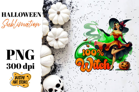 Retro Halloween sublimation design. Witch sublimation. Sublimation Yustaf Art Store 