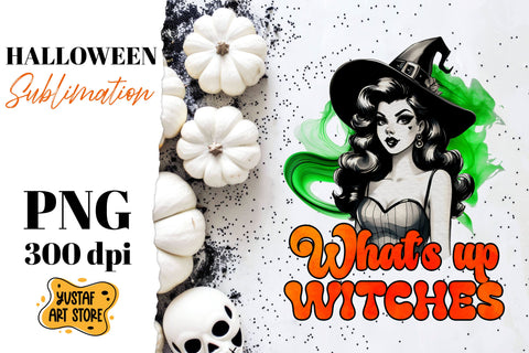 Retro Halloween sublimation design. Witch sublimation. Sublimation Yustaf Art Store 
