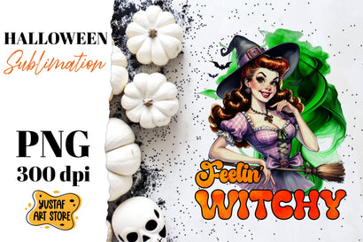 Retro Halloween sublimation design. Witch sublimation. Sublimation Yustaf Art Store 