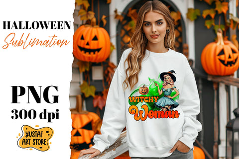 Retro Halloween sublimation design. Witch sublimation. Sublimation Yustaf Art Store 