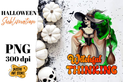 Retro Halloween sublimation design. Witch sublimation. Sublimation Yustaf Art Store 
