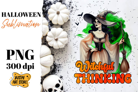 Retro Halloween sublimation design. Witch sublimation. Sublimation Yustaf Art Store 