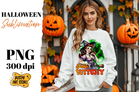 Retro Halloween sublimation design. Witch sublimation. Sublimation Yustaf Art Store 