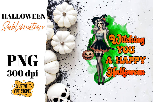 Retro Halloween sublimation design. Witch sublimation. Sublimation Yustaf Art Store 