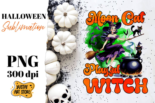 Retro Halloween sublimation design. Witch sublimation. Sublimation Yustaf Art Store 