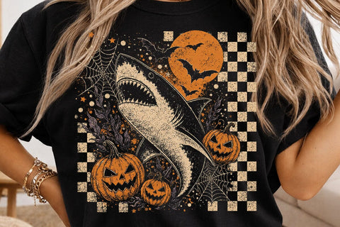 Retro Halloween Witch Shark PNG Design SVG DesignDestine 