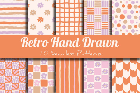 Retro Hand Drawn Seamless Patterns Digital Pattern Rin Green 