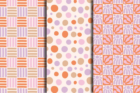 Retro Hand Drawn Seamless Patterns Digital Pattern Rin Green 