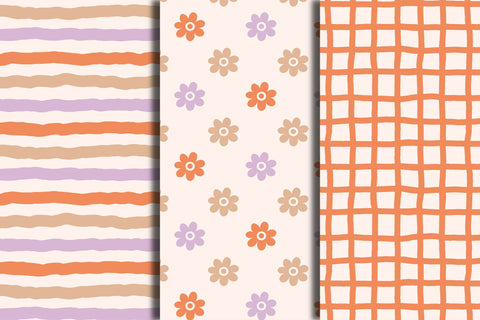 Retro Hand Drawn Seamless Patterns Digital Pattern Rin Green 