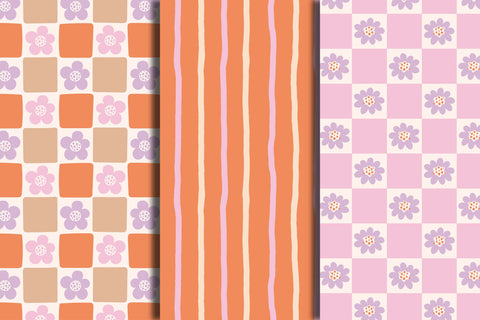 Retro Hand Drawn Seamless Patterns Digital Pattern Rin Green 