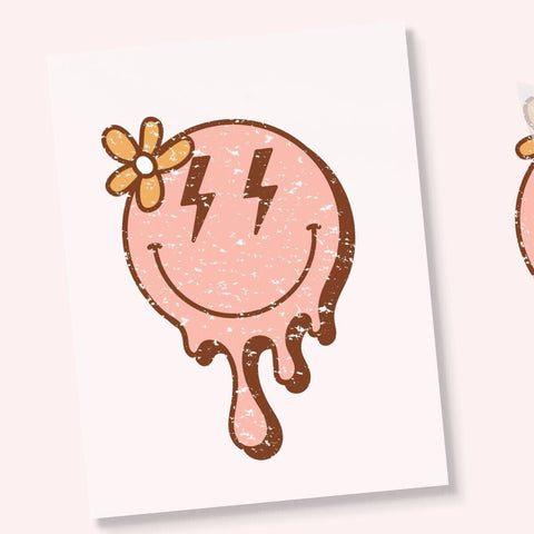 Retro Happy Face DTF Transfer Physical So Fontsy T-Shirt Iron-On Transfer Shop