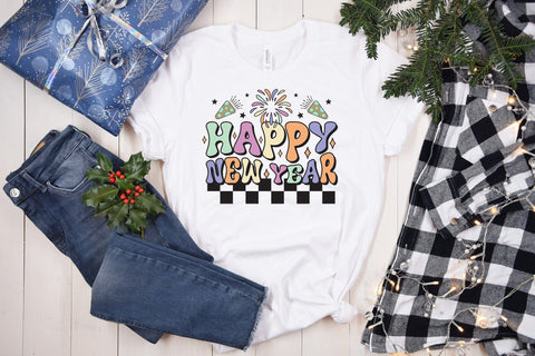 Retro Happy New Year PNG Sublimation Sublimation CraftLabSVG 