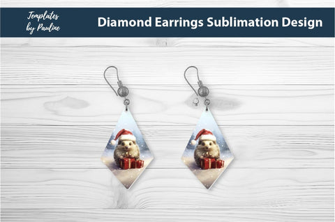 Retro Hedgehog Christmas Earrings Sublimation Design Sublimation Templates by Pauline 