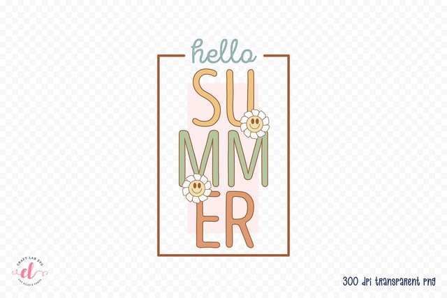 Retro Hello Summer PNG Sublimation Sublimation CraftLabSVG 