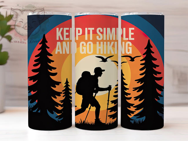 Retro Hiking Adventure 20oz Tumbler Wrap, Keep It Simple, Go Hiking, Vintage Adventure, Outdoor Lifestyle PNG, 20oz Tumbler Wrap, Sublimation PNG Sublimation Lara' s Designs 