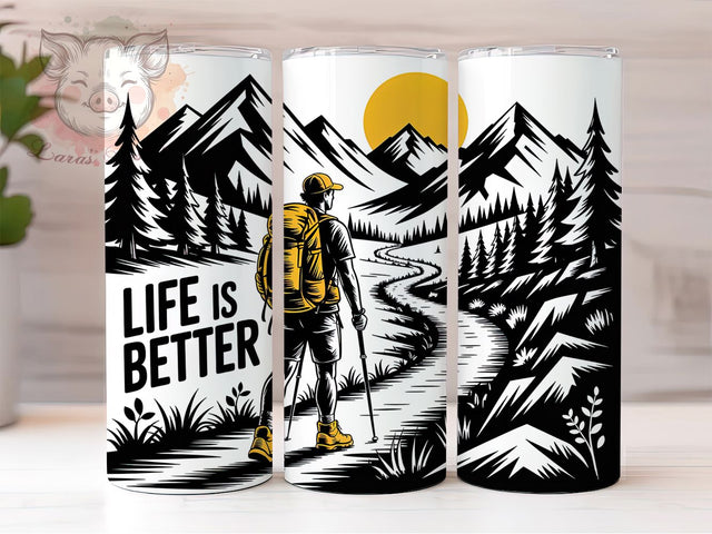 Retro Hiking Adventure 20oz Tumbler Wrap, Life Is Better, Vintage Adventure, Outdoor Lifestyle PNG, Rustic Tumbler Wrap, 20oz Tumbler Wrap, Sublimation PNG Sublimation Lara' s Designs 