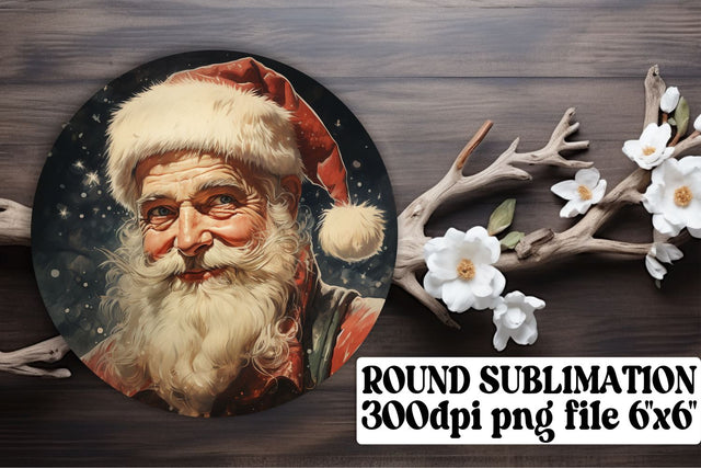 Retro Holiday Round Keychain Design Christmas Watercolor Sublimation afrosvg 